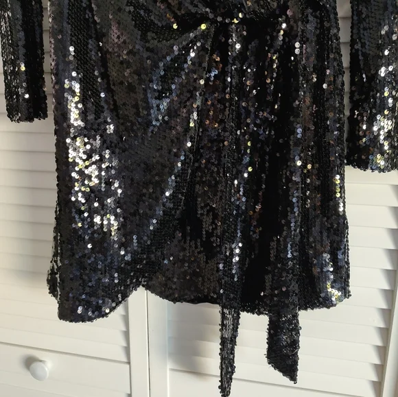 Fashion Nova Sequin Tuxedo Style Wrap Dress - Picture 5 of 6